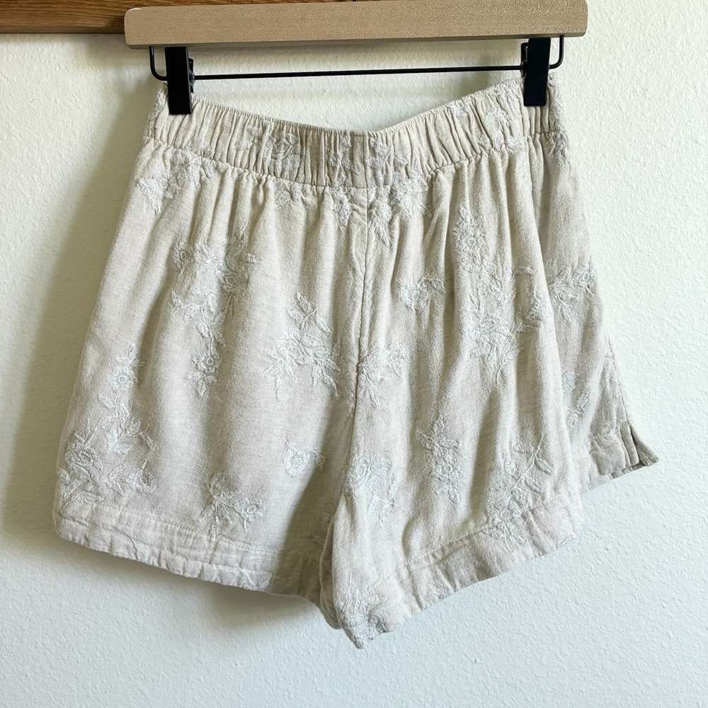 Abercrombie & Fitch Linen Pull On Lined Floral Embroidered Shorts Womens Small - Picture 5 of 7